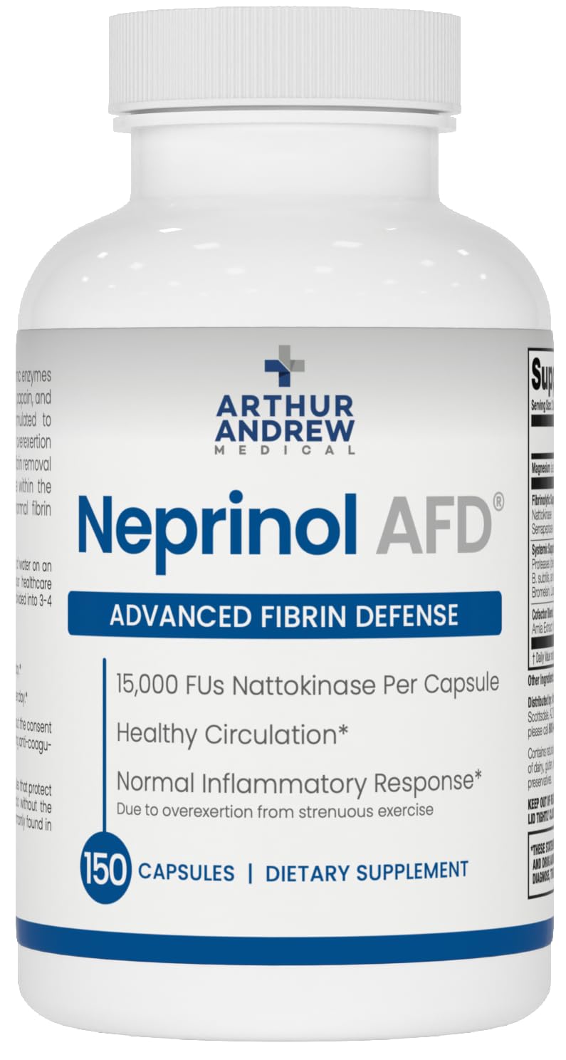 Arthur Andrew Medical frasco frontal mostrando Neprinol AFD y etiquetado claro