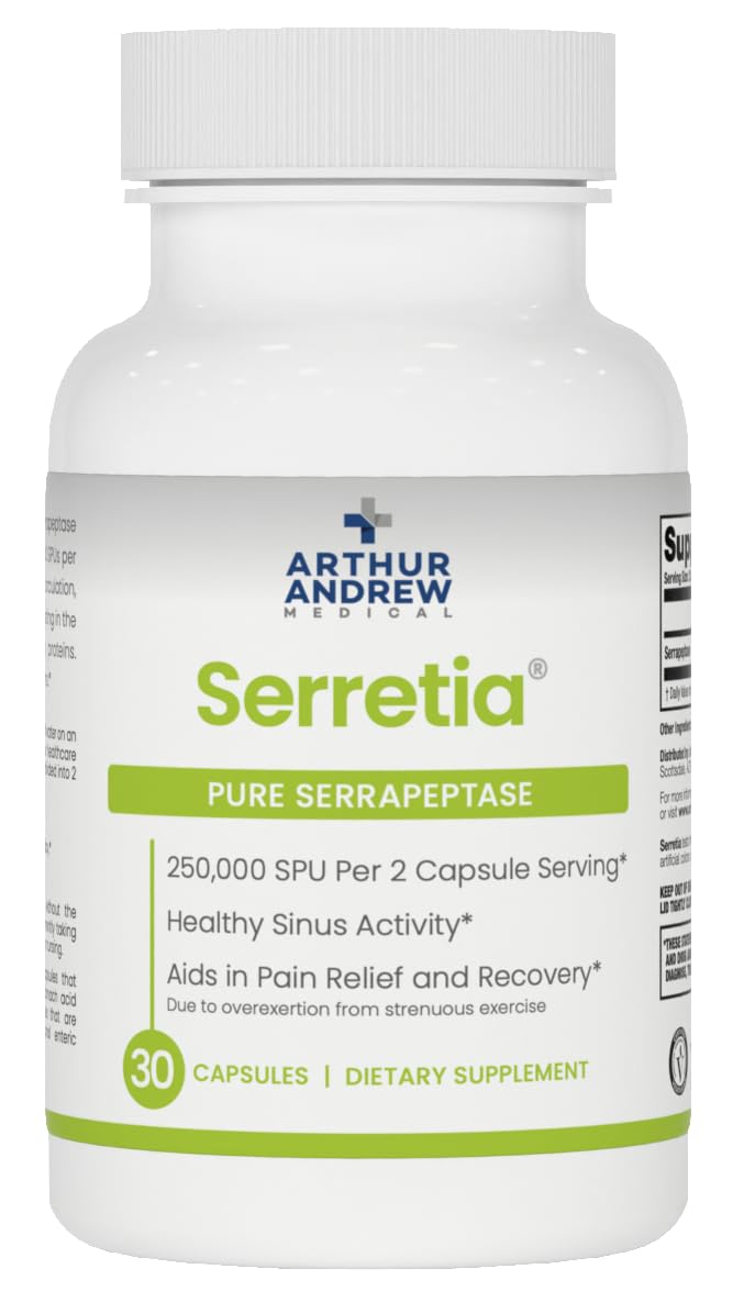 Arthur Andrew Medical envase frontal mostrando Serretia y beneficio de alta potencia