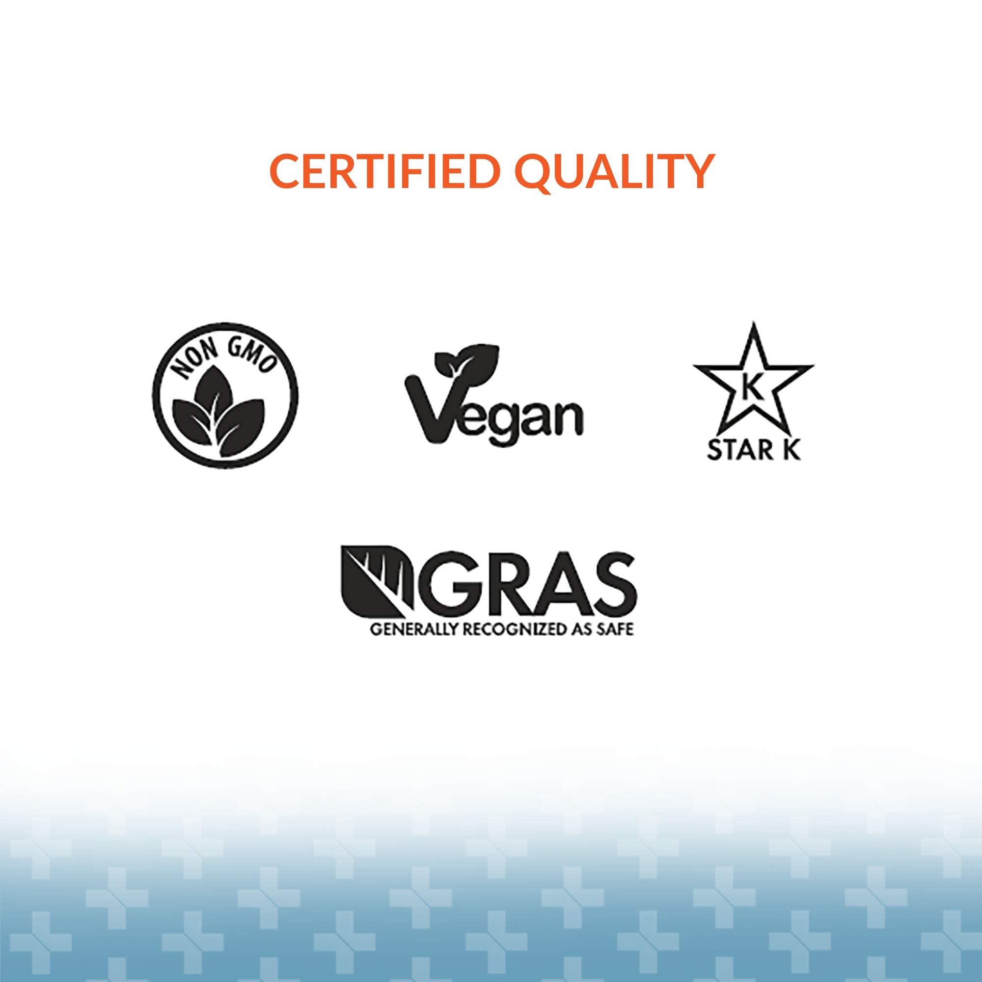 Arthur Andrew Medical sellos vegan kosher gras indicando certificaciones claras