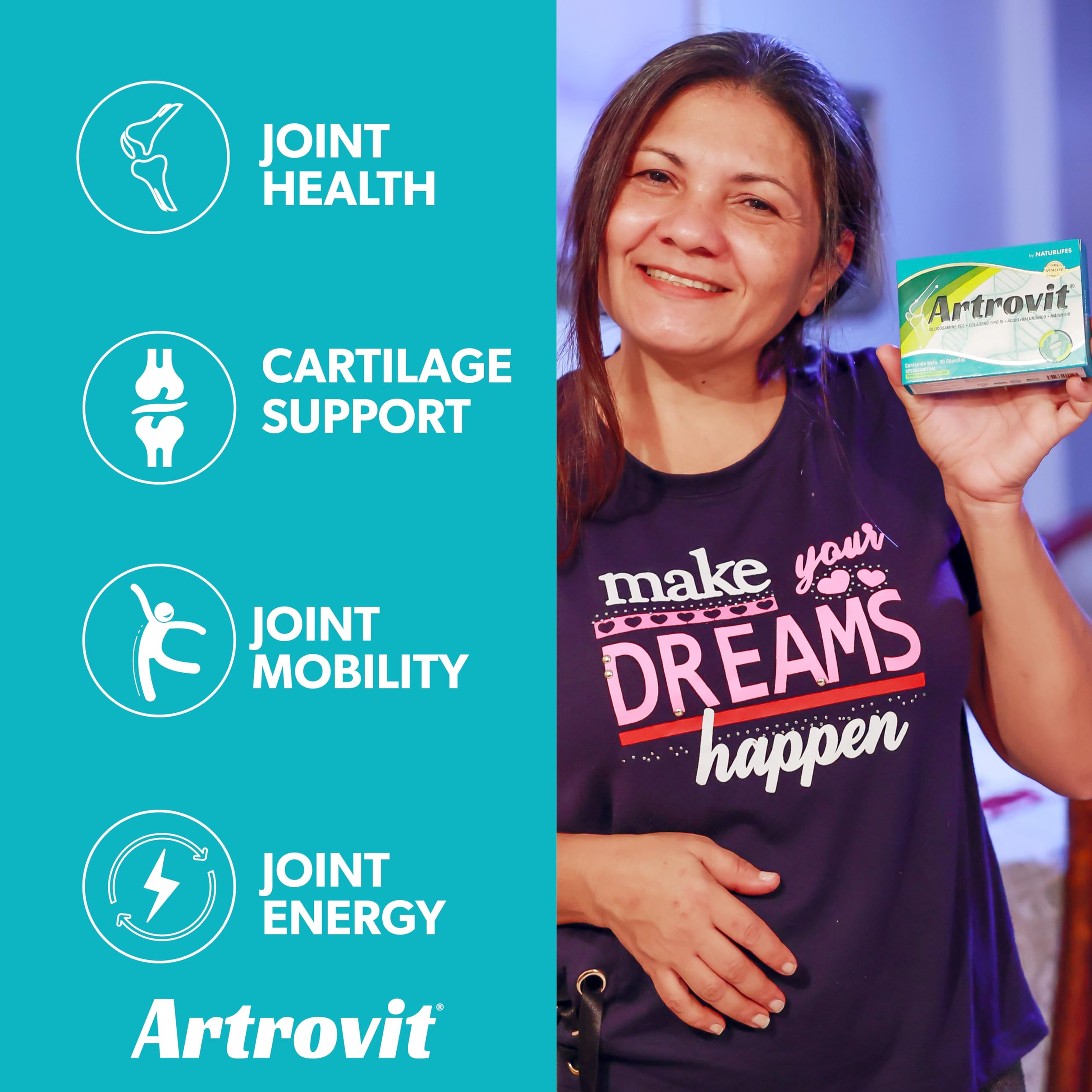 Artrovit cápsulas en mano para comparar tamaño y dosificación
