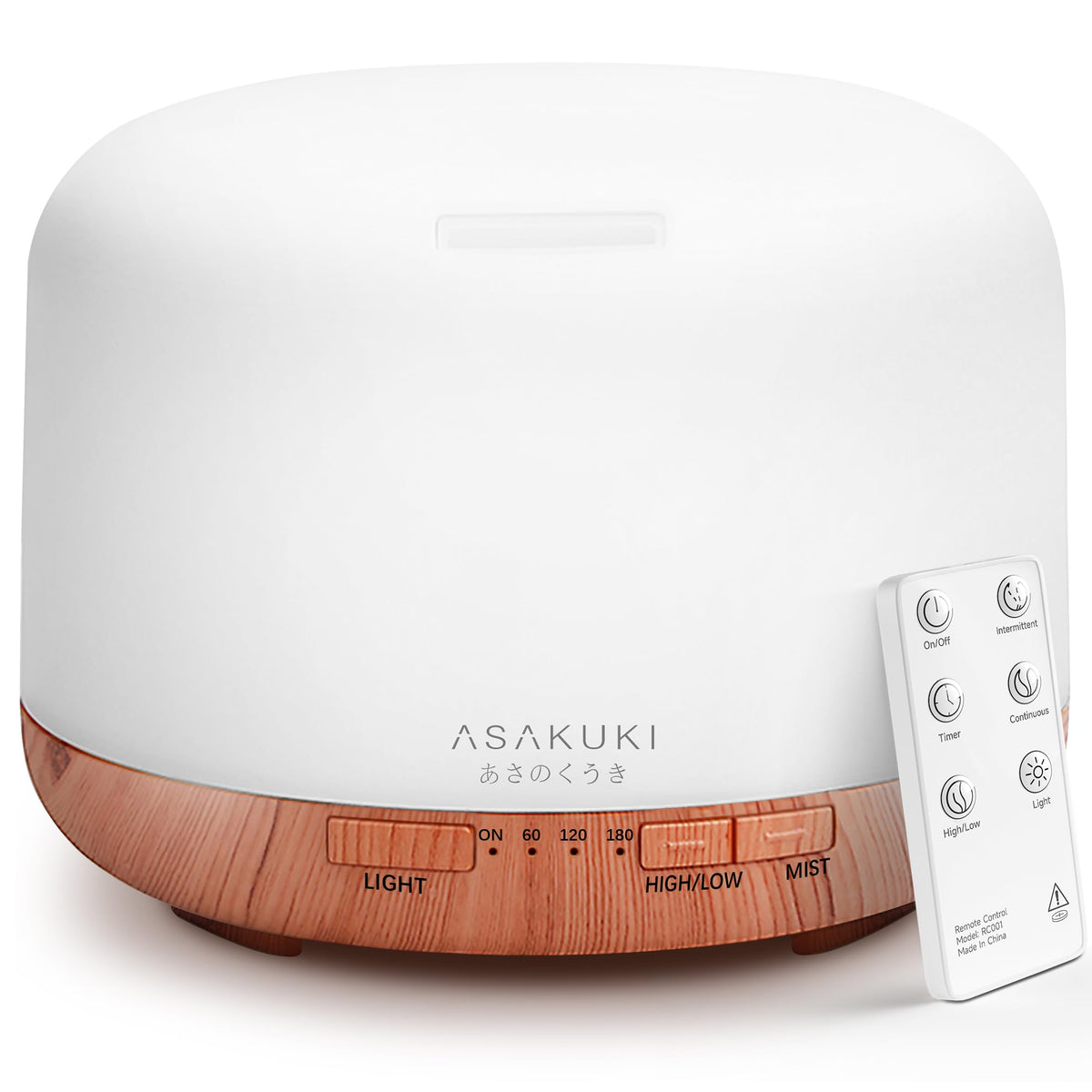 ASAKUKI vista frontal del difusor 500ml, diseño compacto y capa protectora