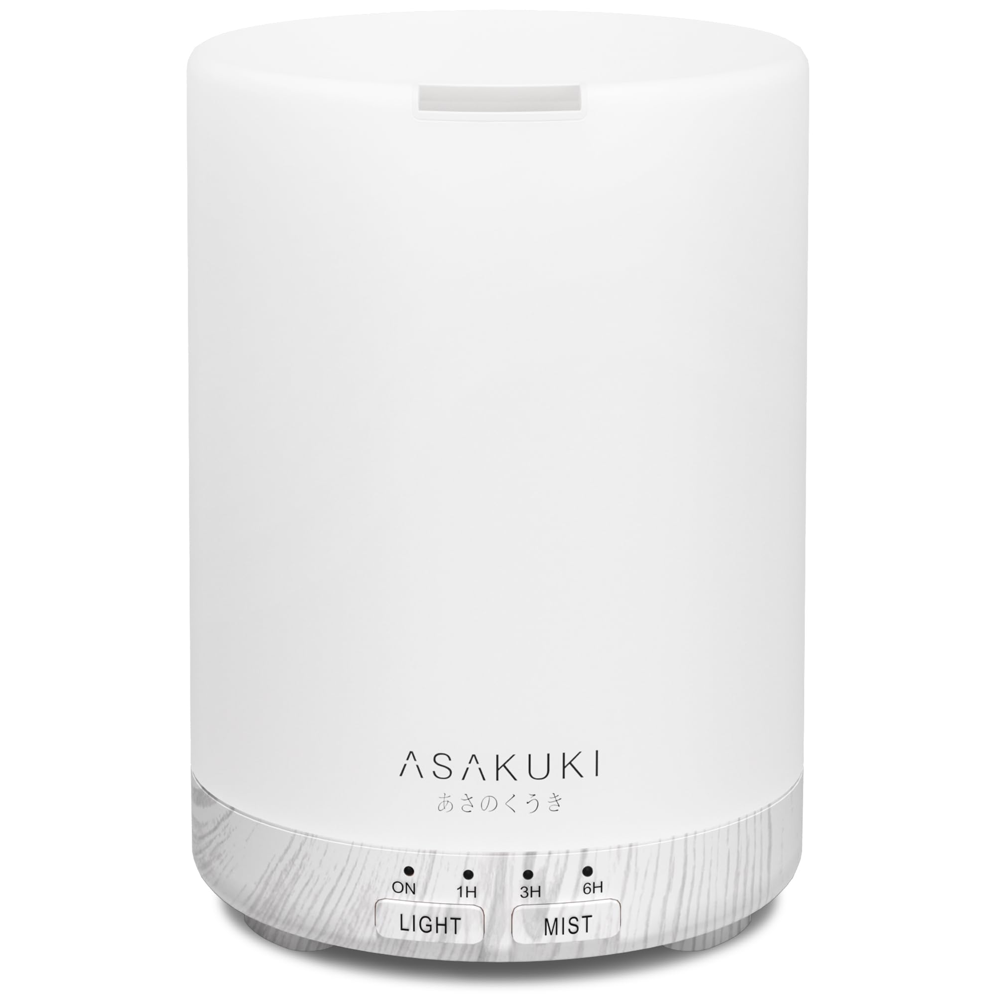 ASAKUKI difusor frontal blanco madera mostrando diseño elegante y compacto