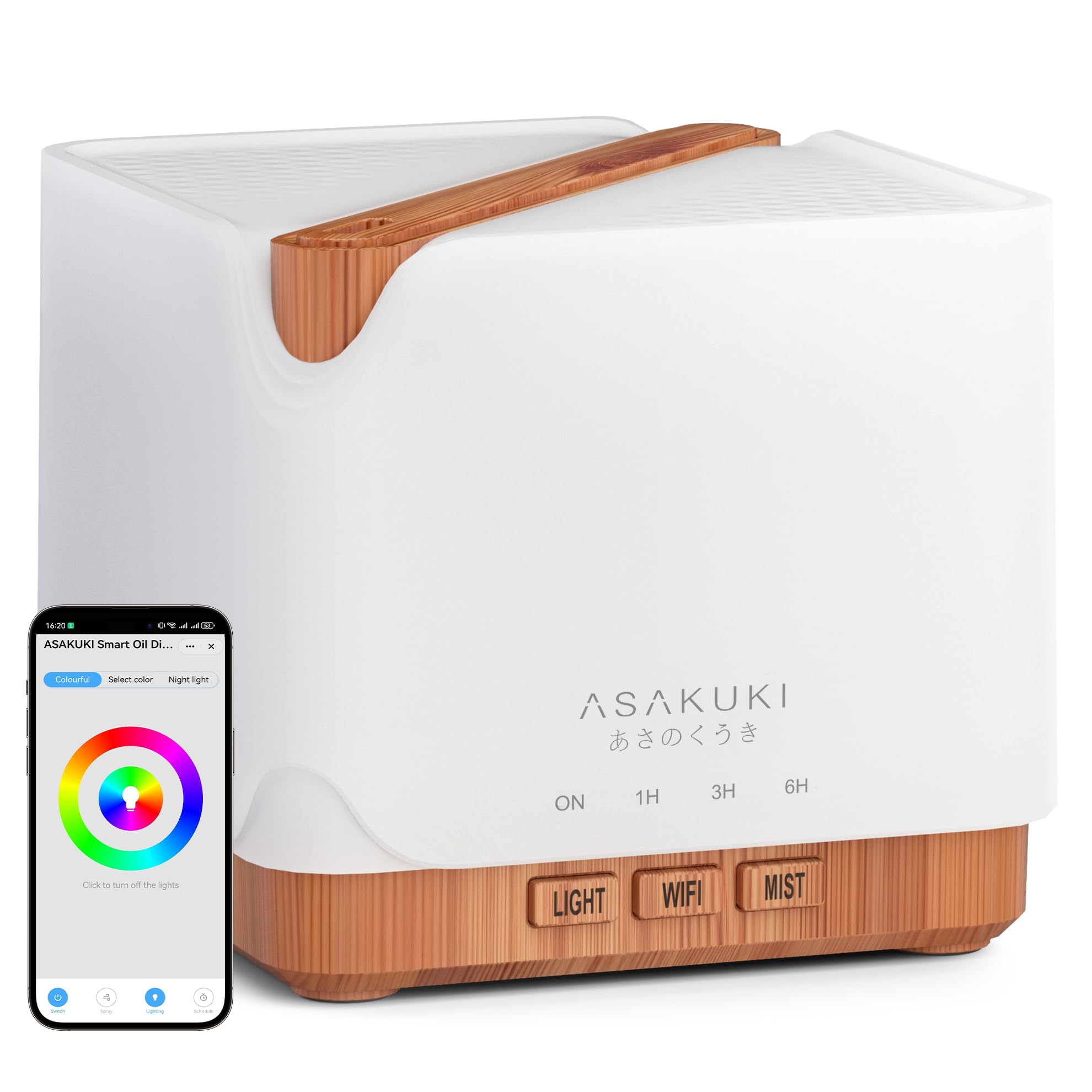 ASAKUKI vista frontal con diseño y capacidad 700 ml que aporta humidificación prolongada