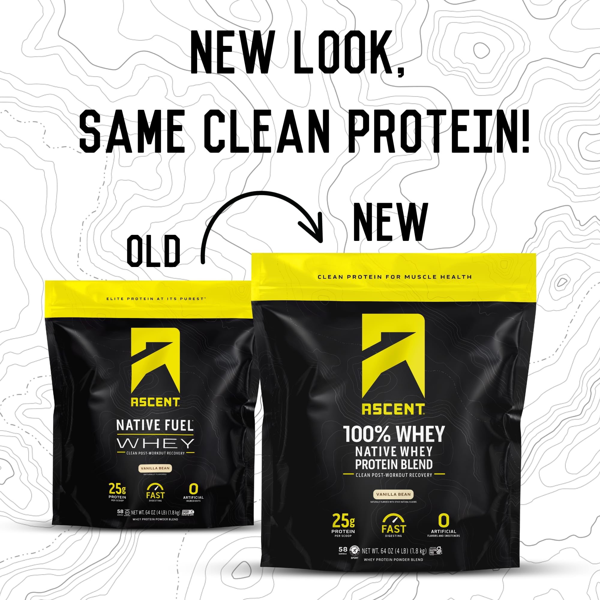 Ascent scoop medido en mano indicando 25g de proteína por porción