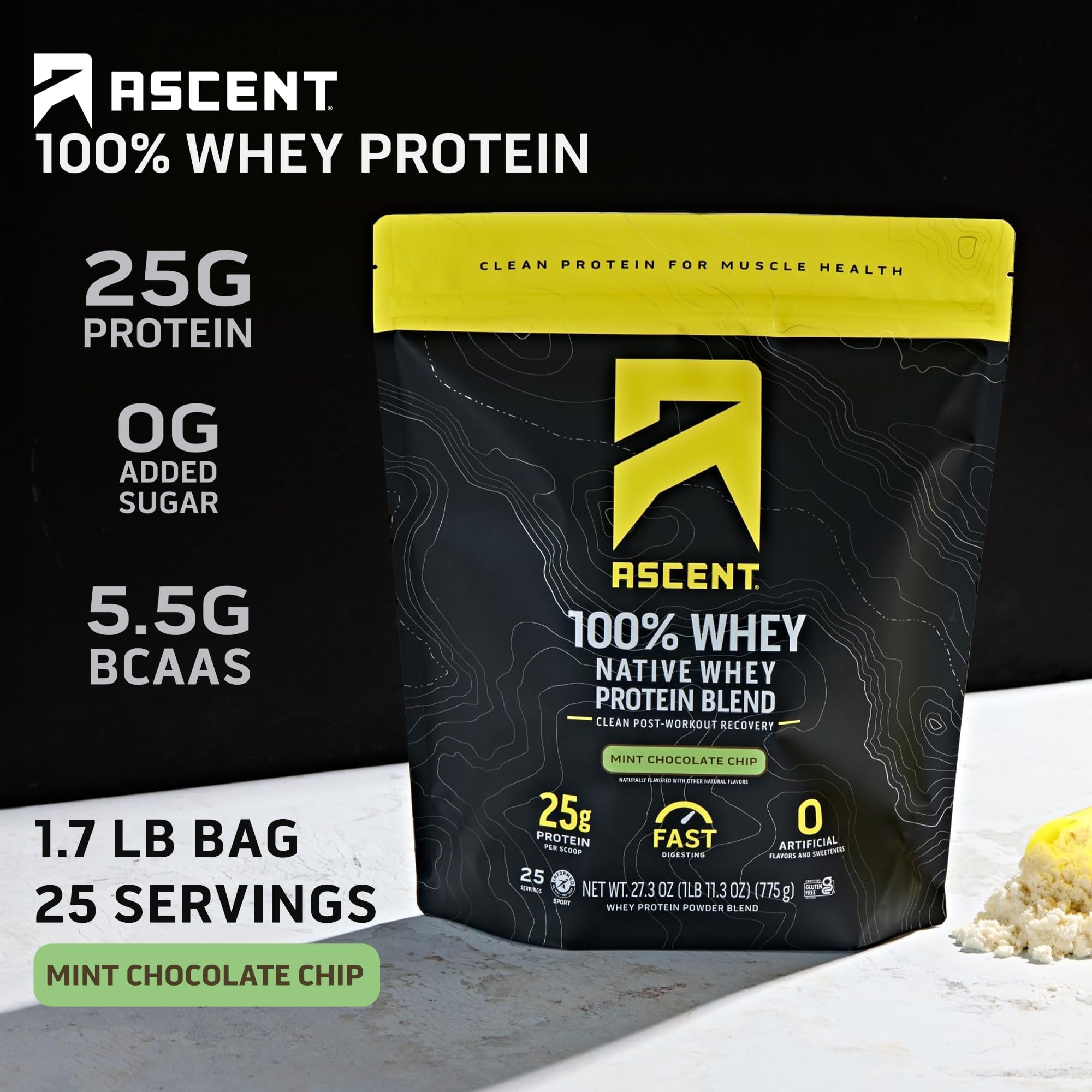 Ascent polvo cerca mostrando textura fina y fácil disolución beneficiosa