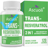 Ascuoli frasco delantero con resveratrol visible, ofrece confianza y pureza