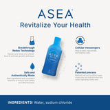 ASEA primer plano del líquido redox que resalta textura y apariencia clara beneficiosa