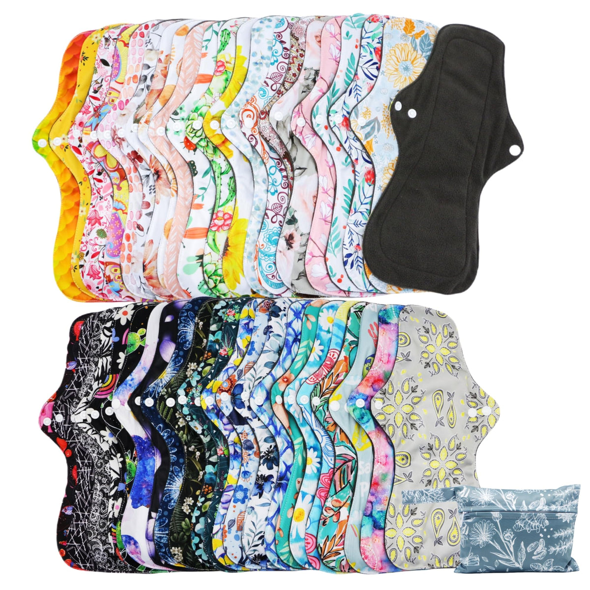 Asenappy vista frontal del pack de 5 estampados, protección cómoda y ecológica