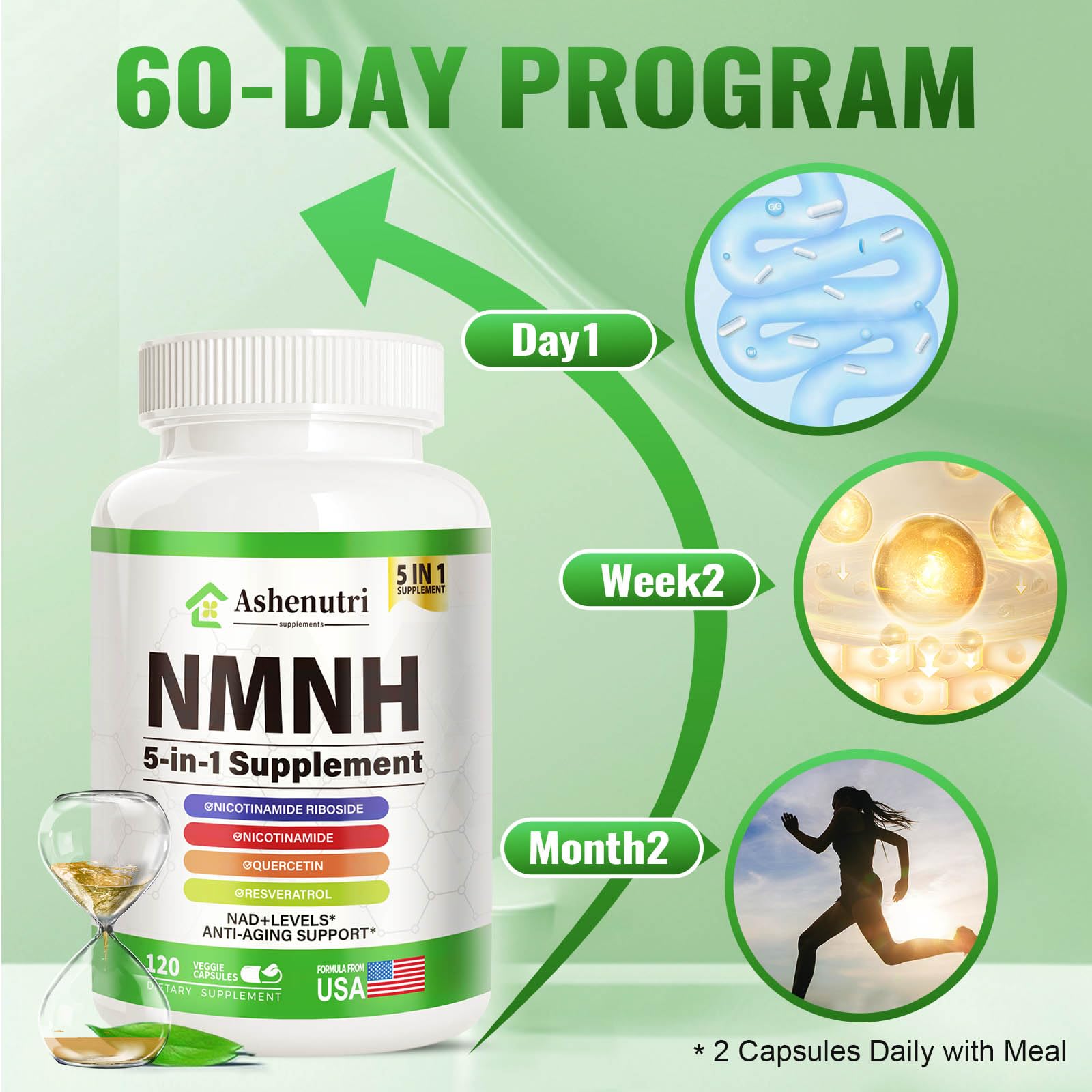 Ashenutri etiqueta nutricional en primer plano mostrando ingredientes clave