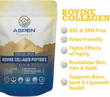 ASPEN NATURALS comparación de tamaño del envase junto a una taza para escala