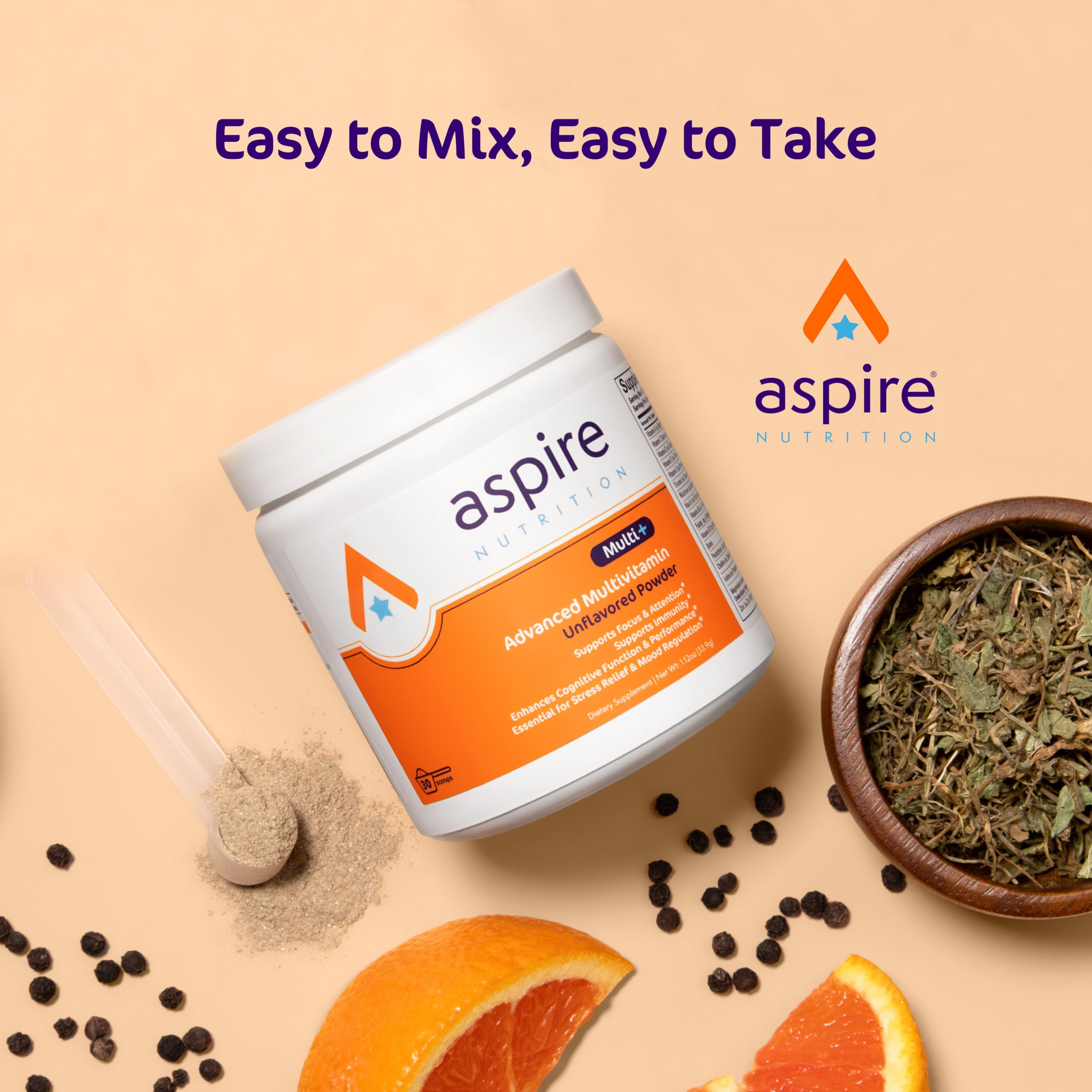 Aspire Multi+ incorporado en batido con frutas, sabor neutro y versátil