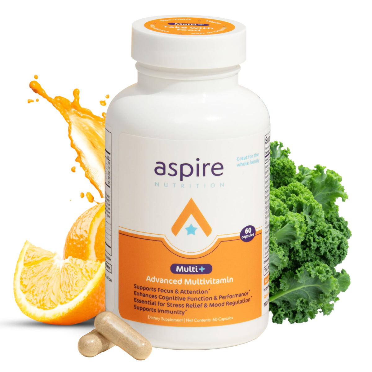 Aspire Nutrition presentación frontal del envase con beneficios visibles