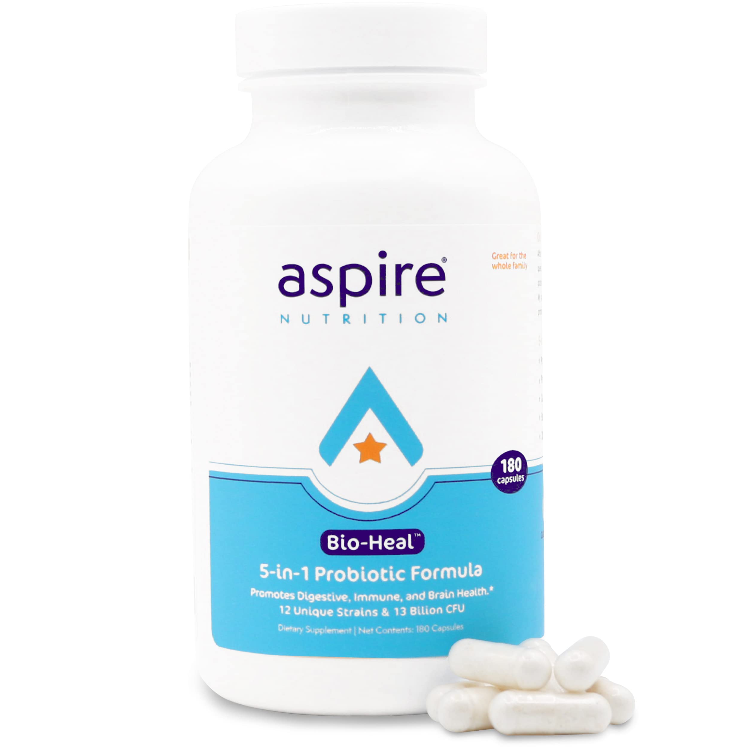 Aspire Nutrition botella frontal mostrando el envase y beneficios claros