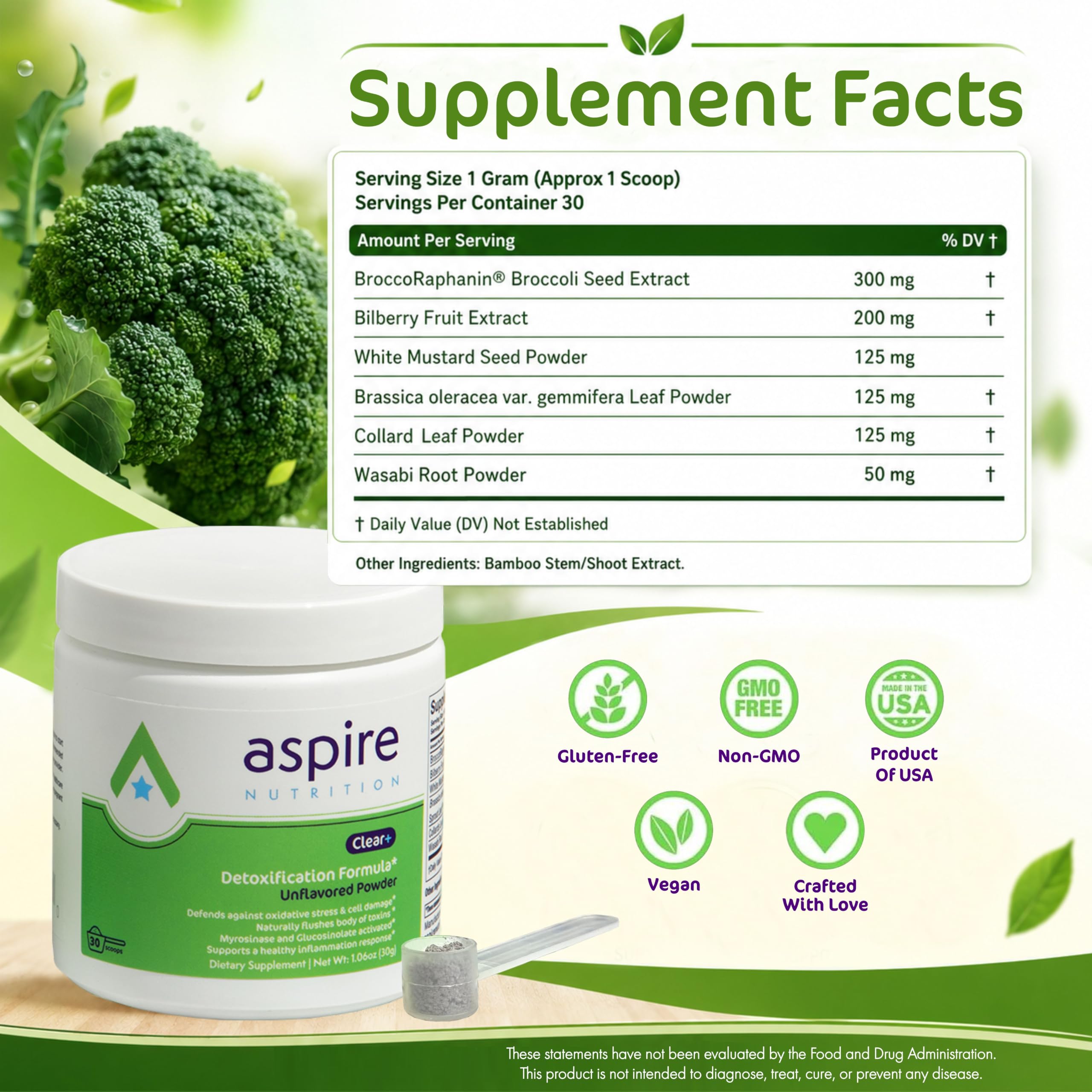 Aspire Nutrition bolsa abierta con polvo sin sabor, fácil mezcla y almacenamiento práctico