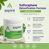 Aspire Nutrition polvo en primer plano, textura fina para disolución rápida en líquidos