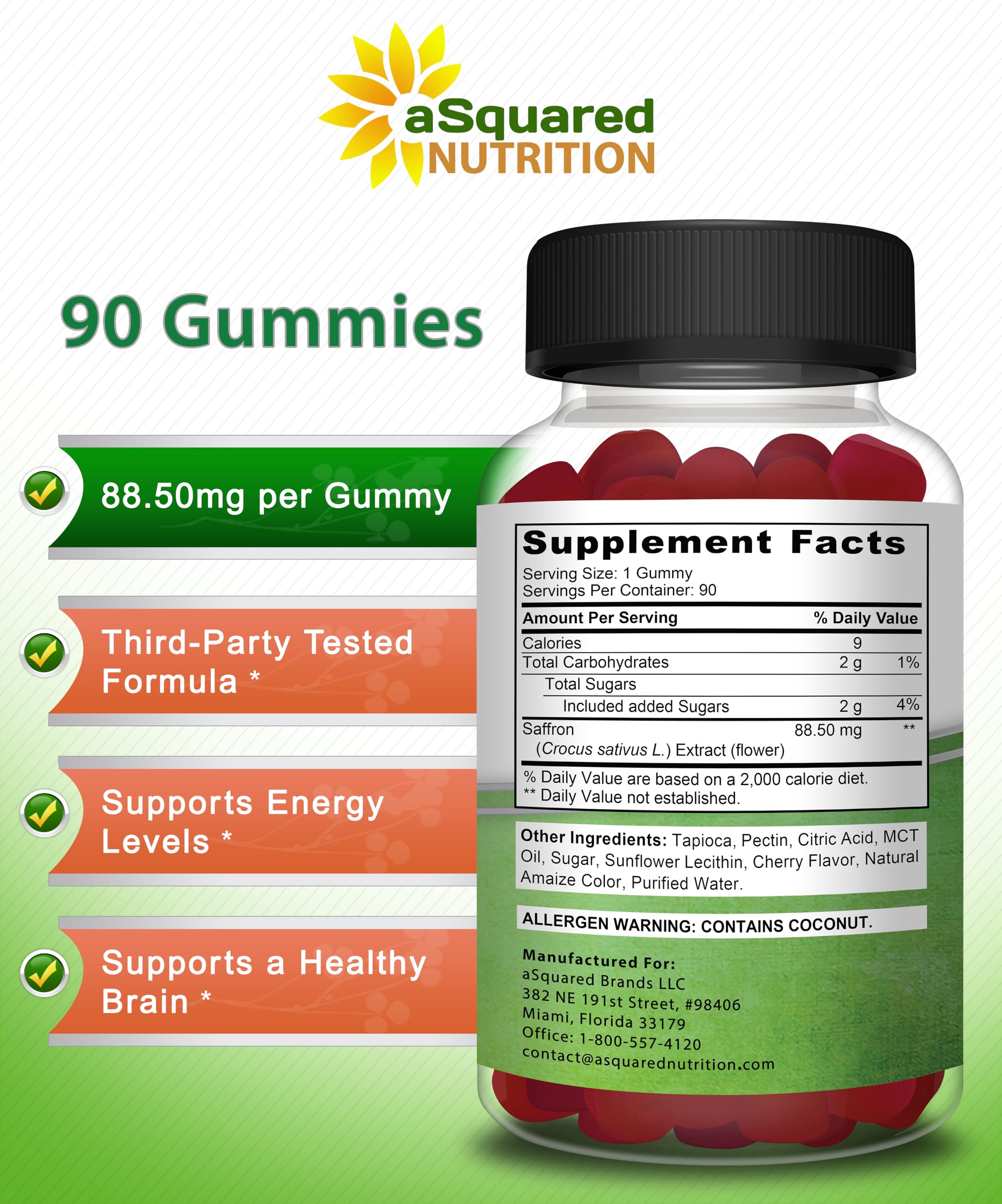 aSquared Nutrition botella abierta con gominolas para visual de contenido