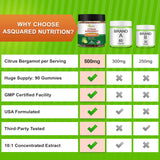 aSquared Nutrition gomita junto a moneda para escala, muestra tamaño real