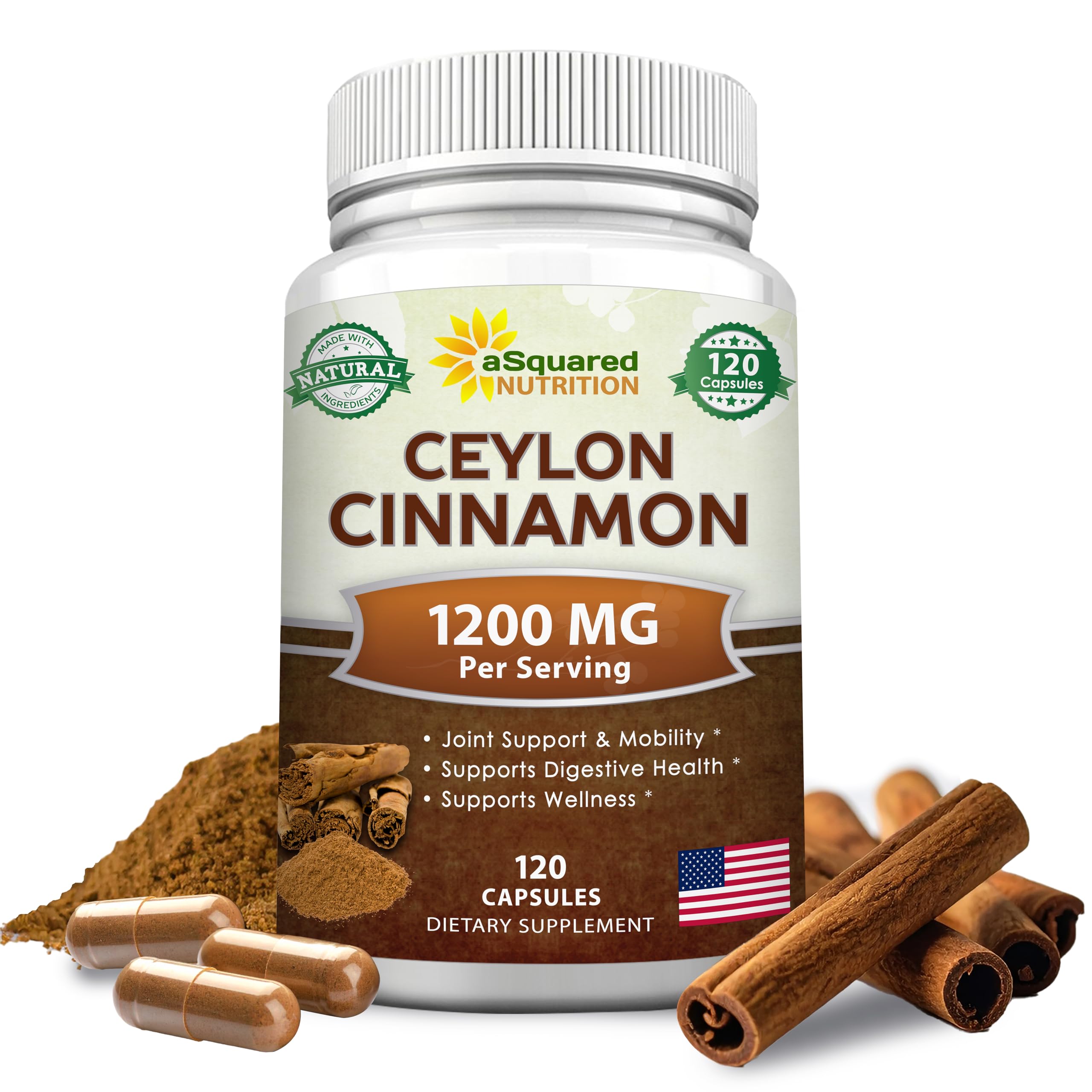 aSquared Nutrition frasco frontal de Canela de Ceilán, claridad de contenido