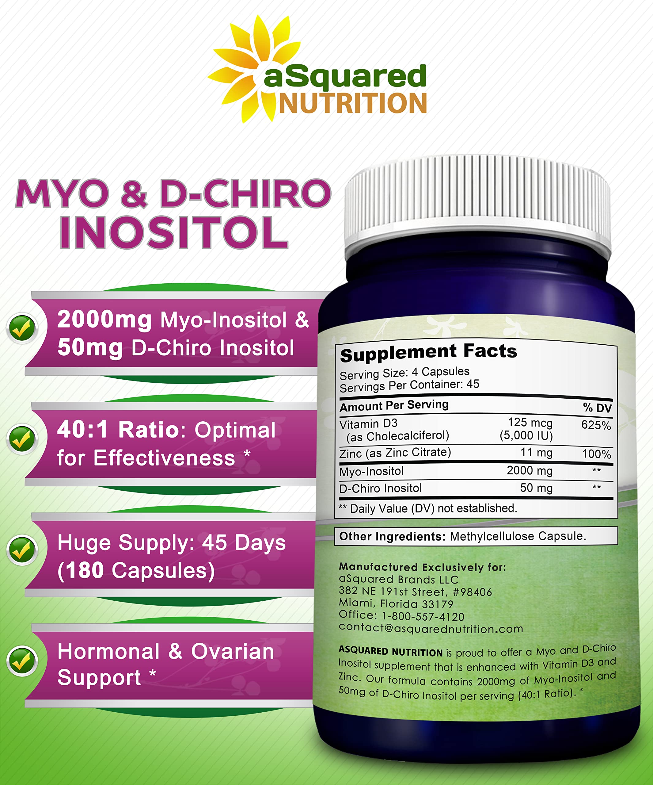 aSquared Nutrition cápsulas sobre superficie mostrando cantidad por porción