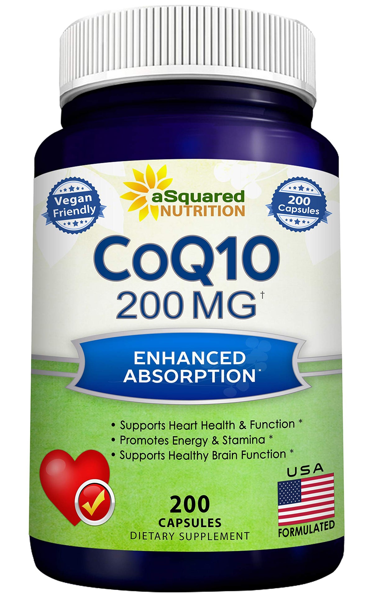 aSquared Nutrition envase frontal mostrando 200 cápsulas y dosis clara