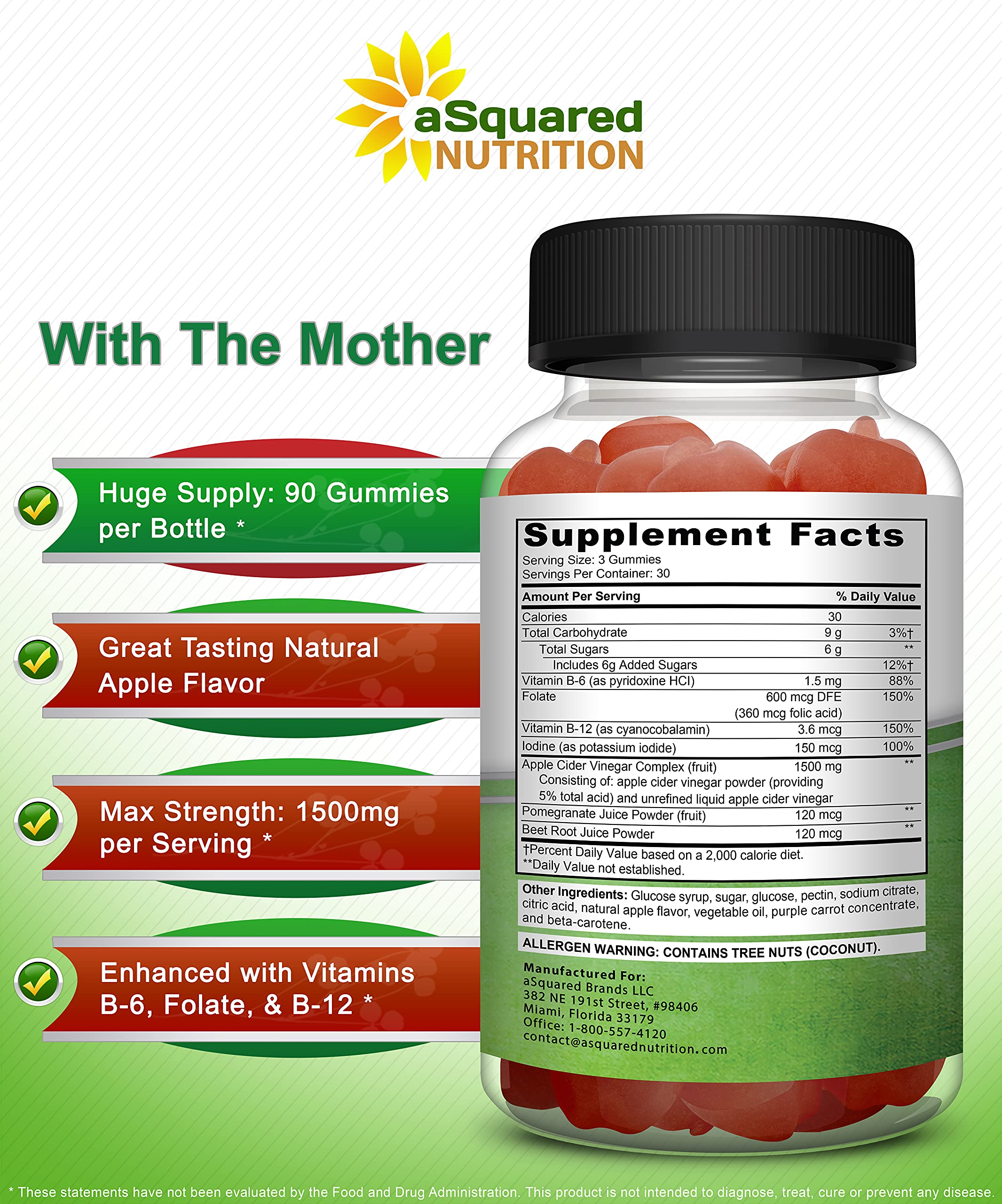 aSquared Nutrition gomita en mano para comparar tamaño y conveniencia