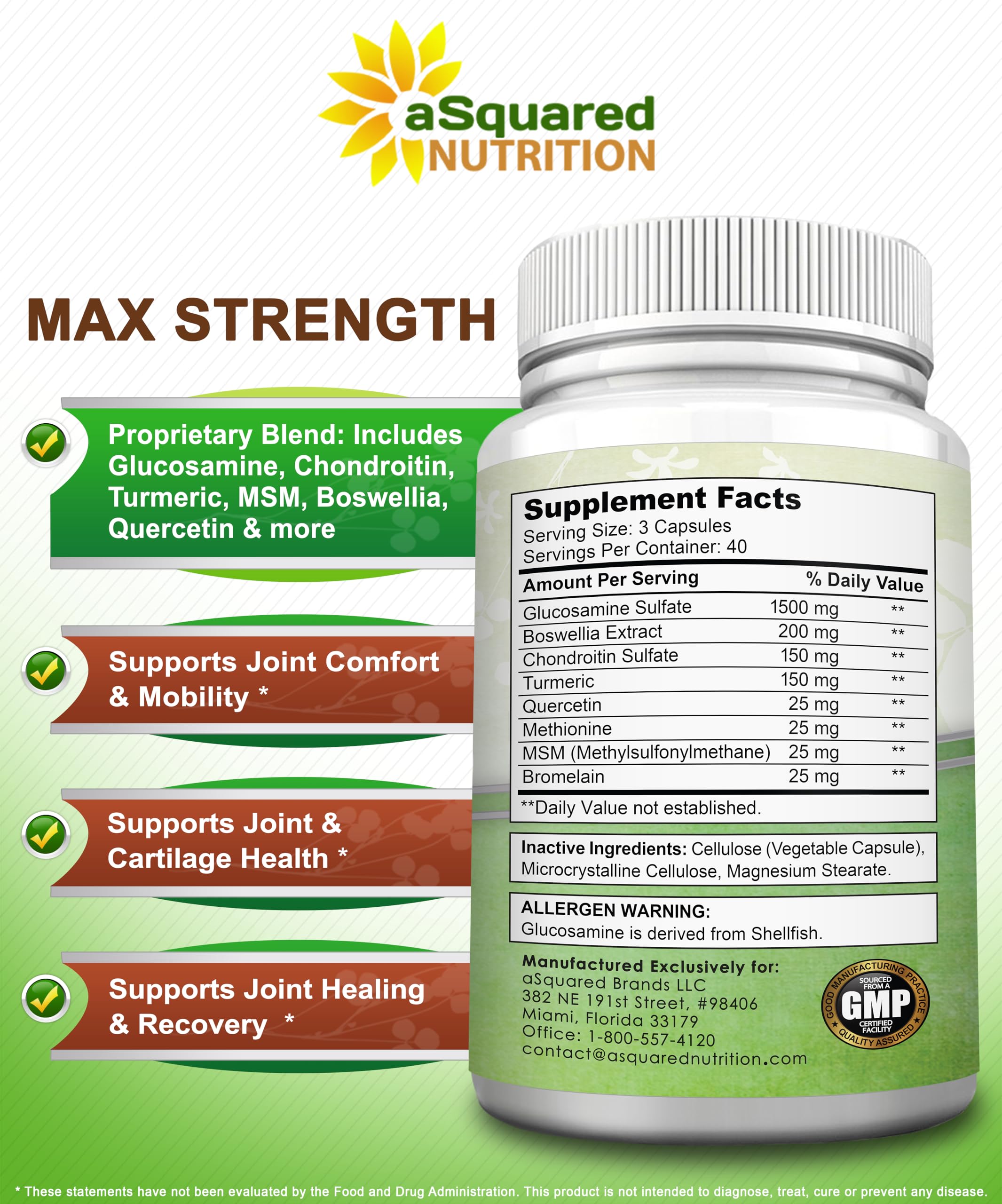 aSquared Nutrition ingredientes naturales cerca de cápsulas, enfoque natural