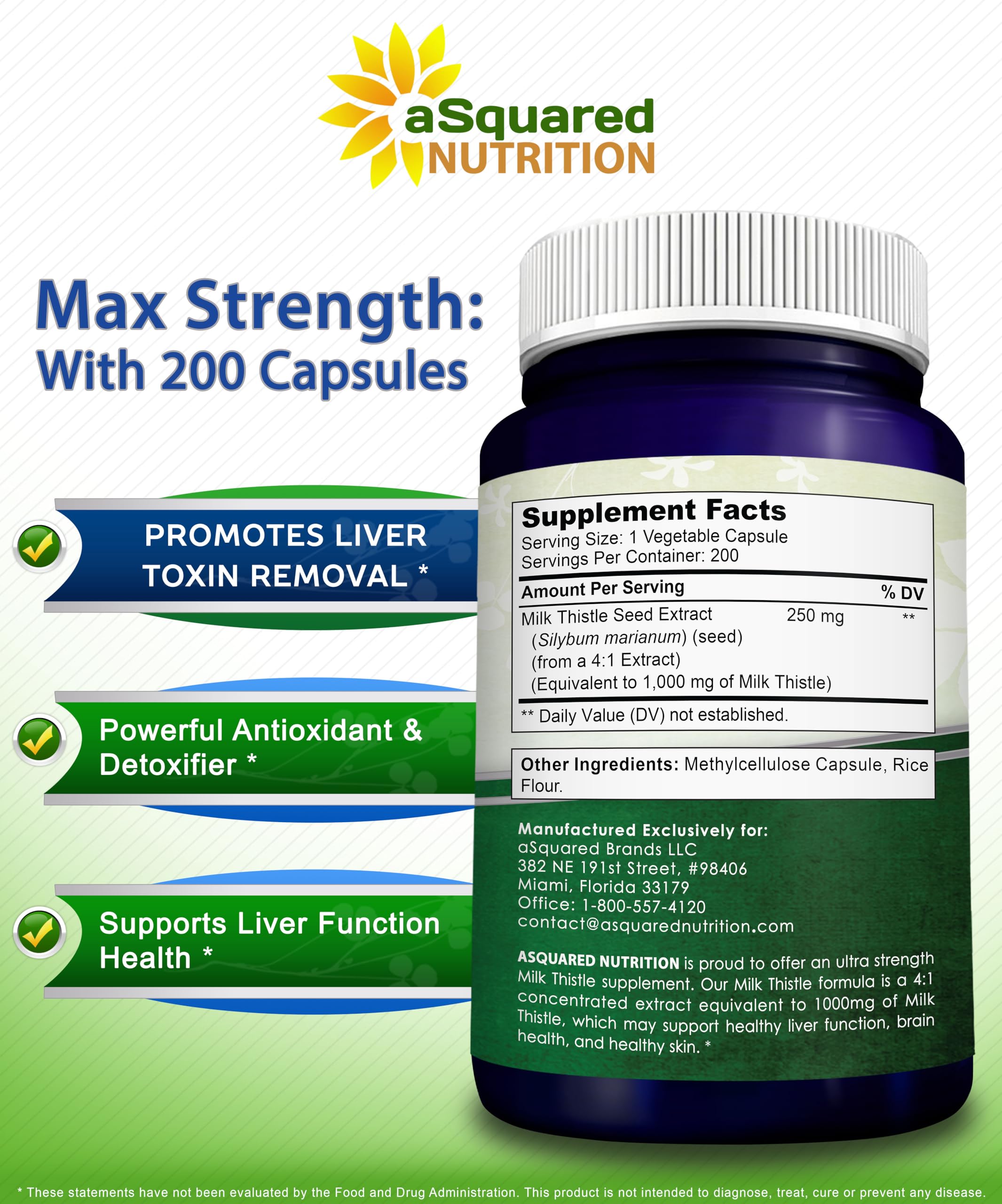 aSquared Nutrition semillas de cardo mariano crudas como origen del extracto