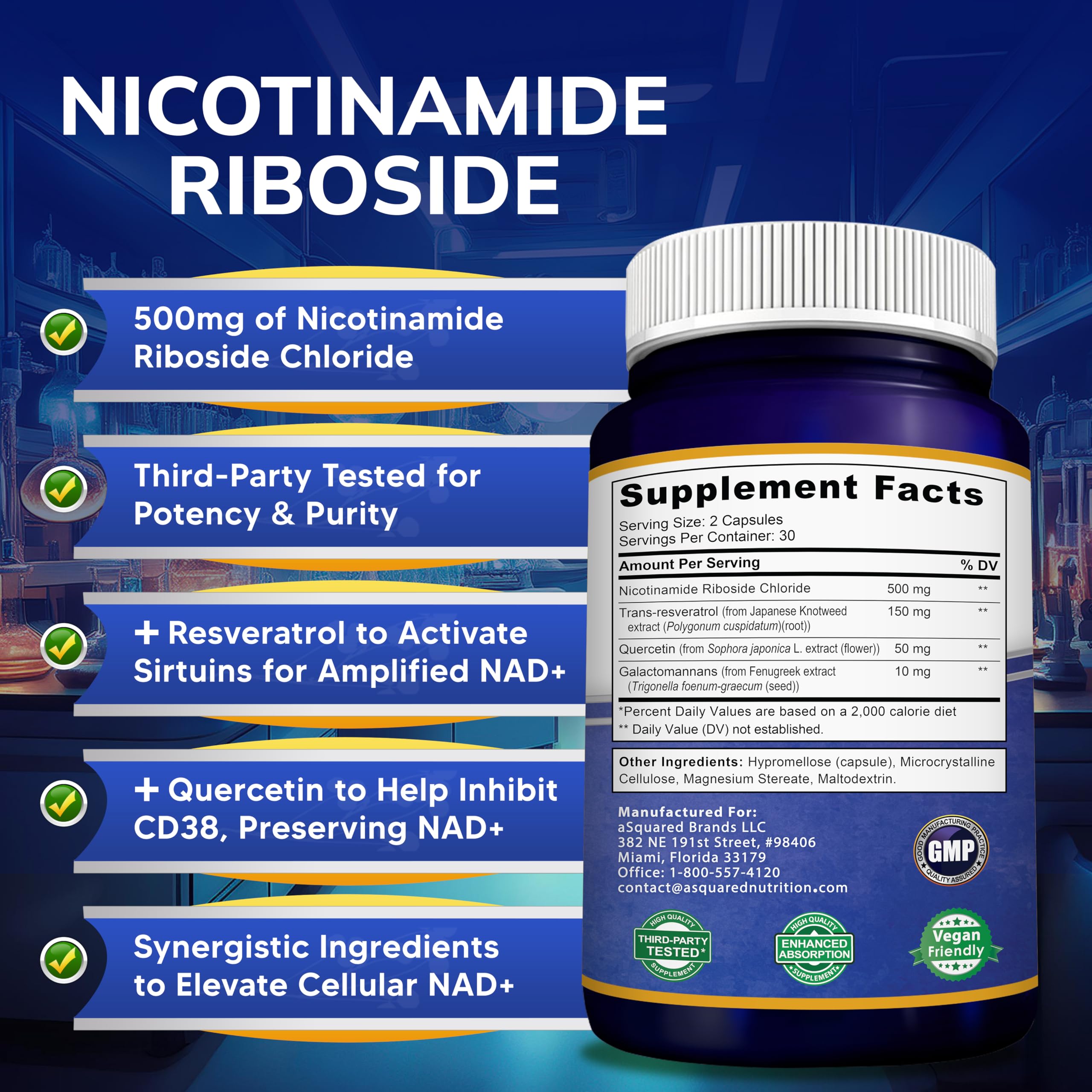 aSquared Nutrition ingredientes resveratrol y quercetina, soporte antioxidante visible