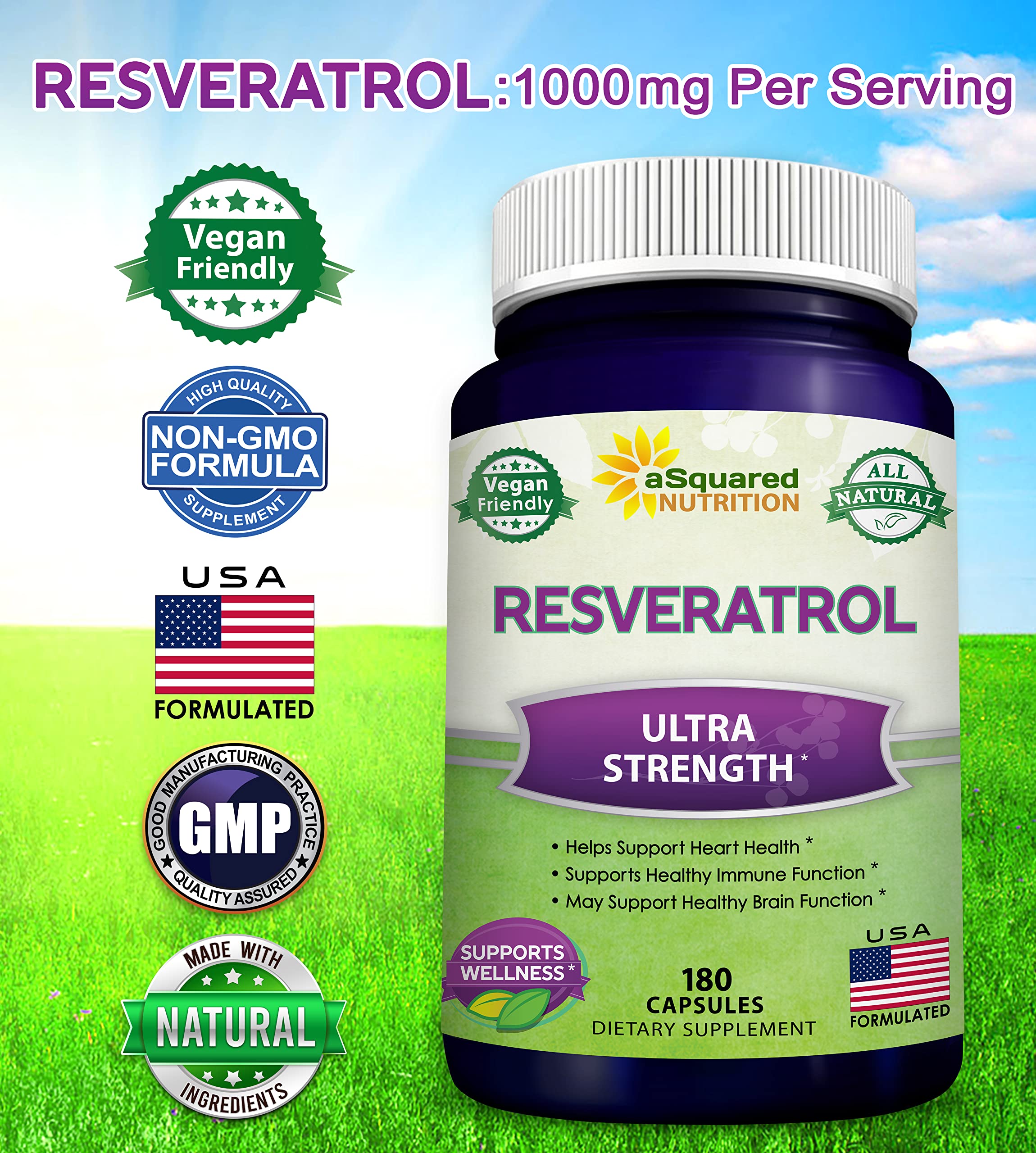 aSquared Nutrition etiqueta nutricional enfocada, información de 1000 mg por servicio