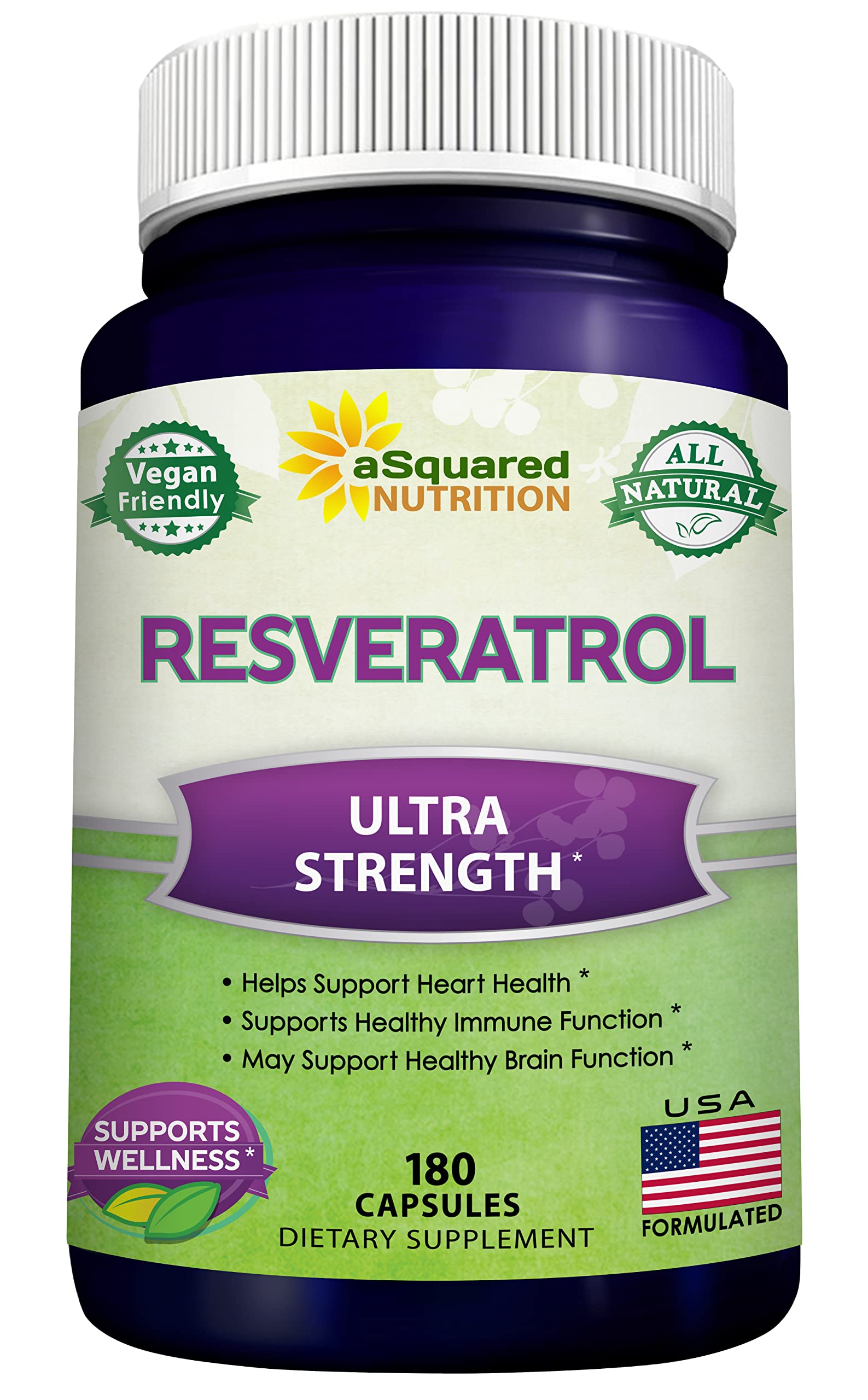 aSquared Nutrition frasco frontal mostrando 180 cápsulas y beneficios claros