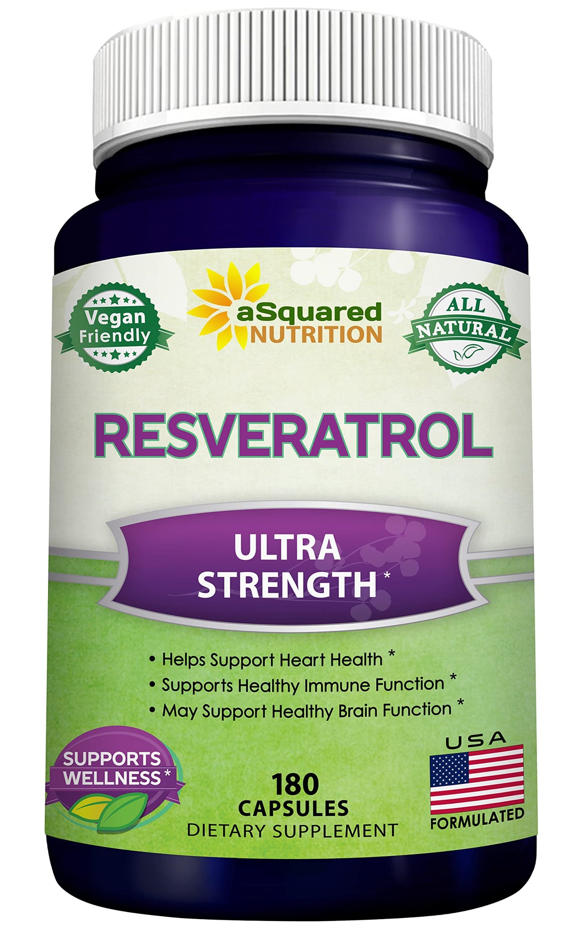 aSquared Nutrition frasco frontal mostrando 180 cápsulas y beneficios claros