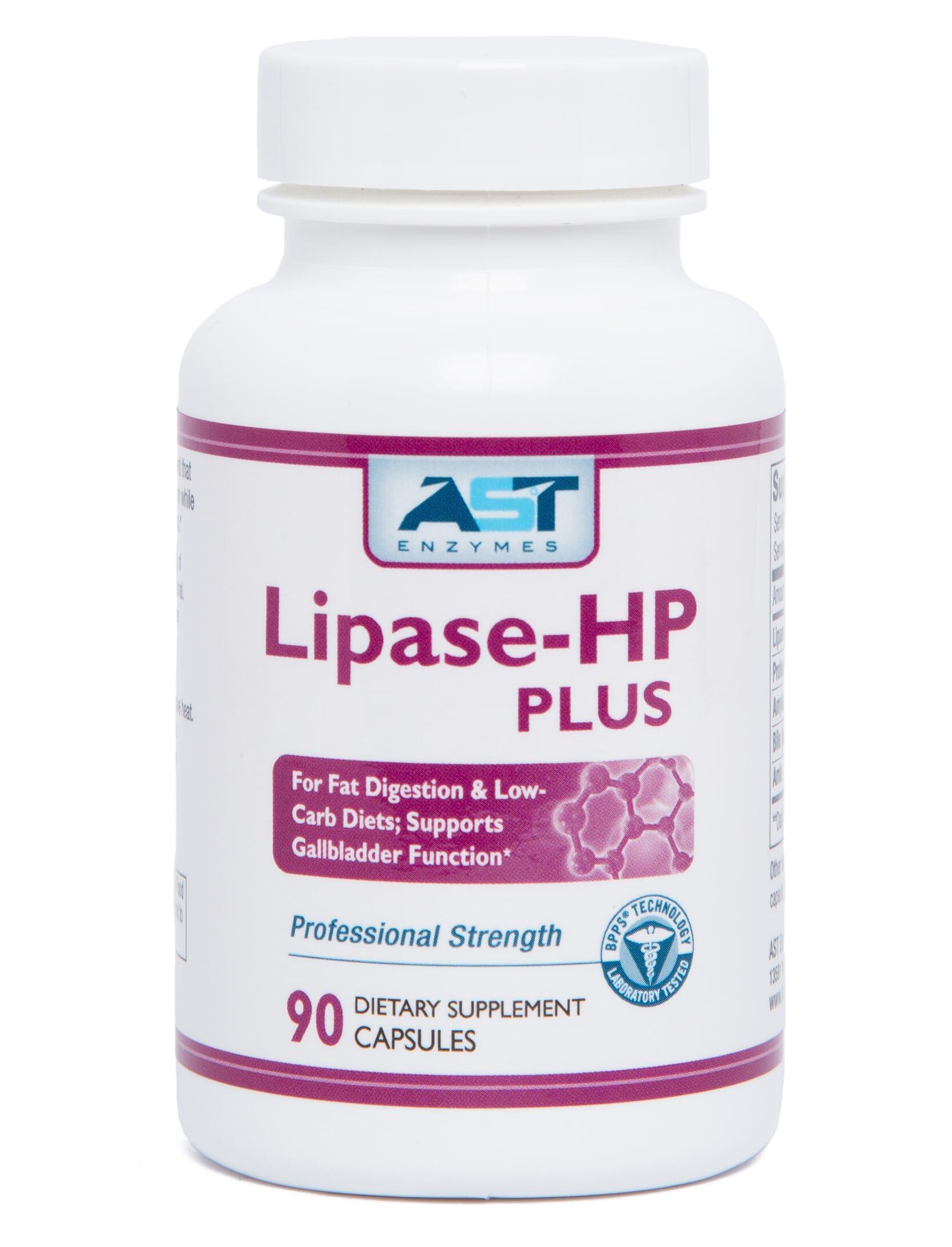 AST Enzymes vista frontal del frasco mostrando nombre y cantidad