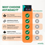 AstaDaily detalle de aceite de pescado y microalga enfatizando nutrientes
