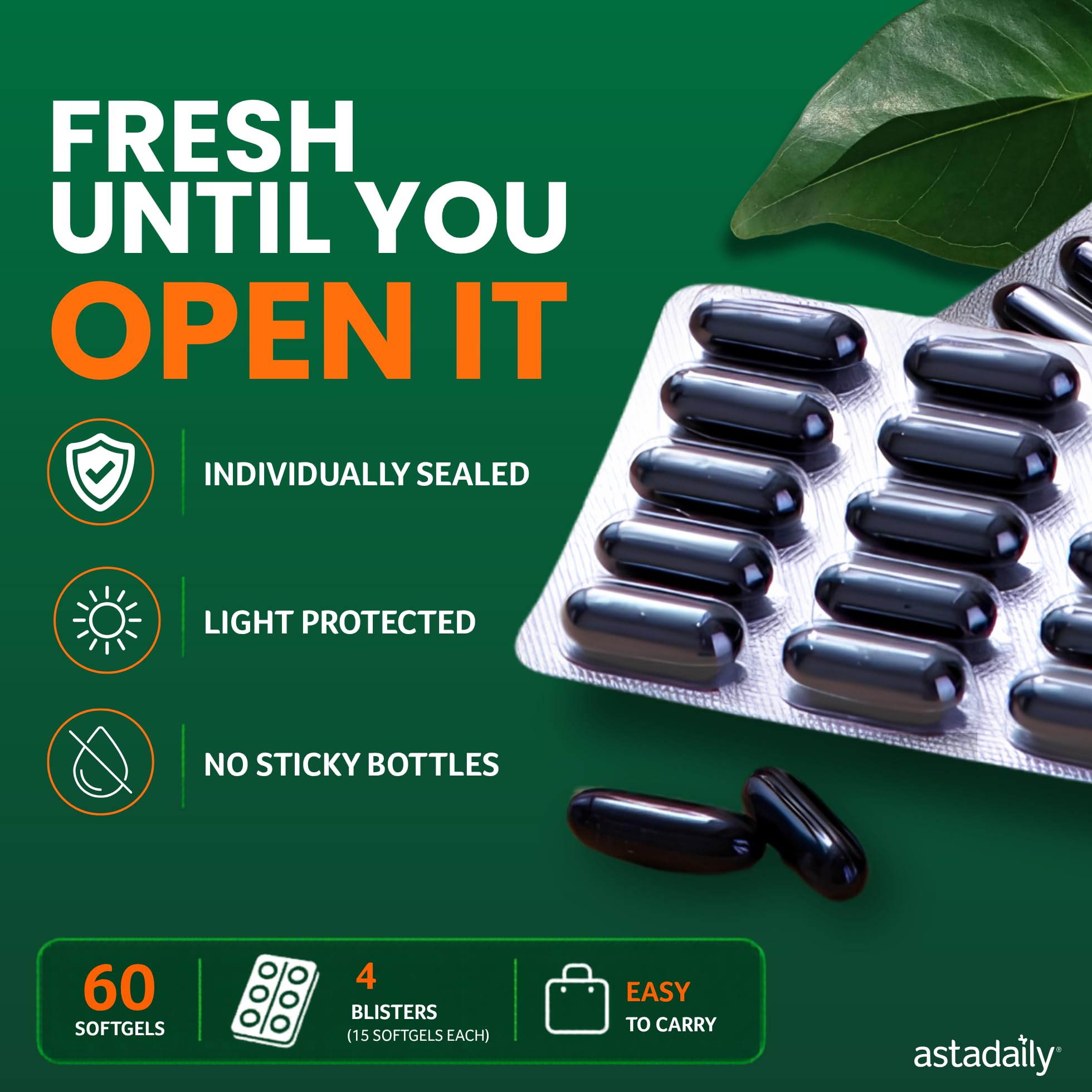 AstaDaily blíster individual sellado fácil de llevar y mantener fresco