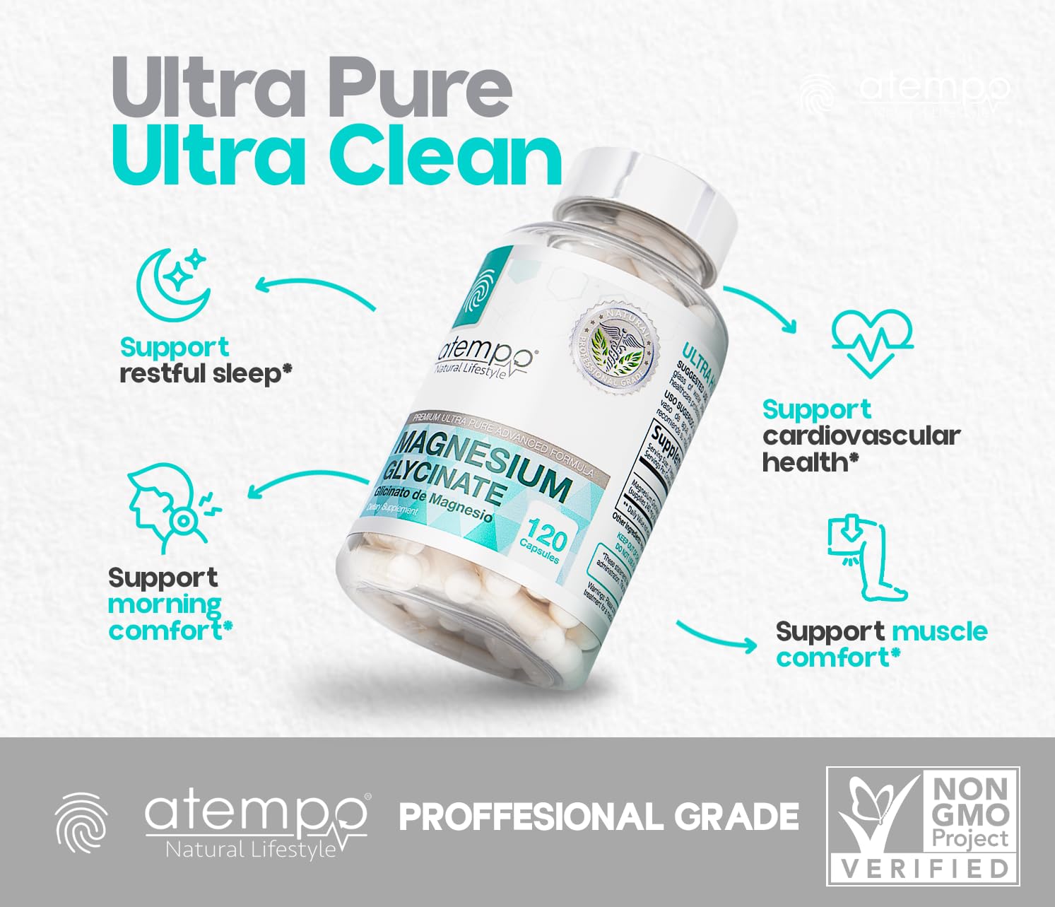 ATEMPO NATURAL LIFESTYLE etiqueta con ingredientes y certificaciones para mayor confianza