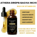 Athera Drops etiqueta con ingredientes y vitamina D3, información clara y legible