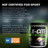 ATHLEAN-RX X-CITE atleta bebiendo pre-entreno en gimnasio para mayor enfoque y potencia