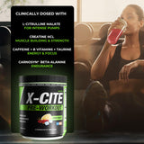 ATHLEAN-RX X-CITE etiqueta con lista de ingredientes y certificación para deportistas segura