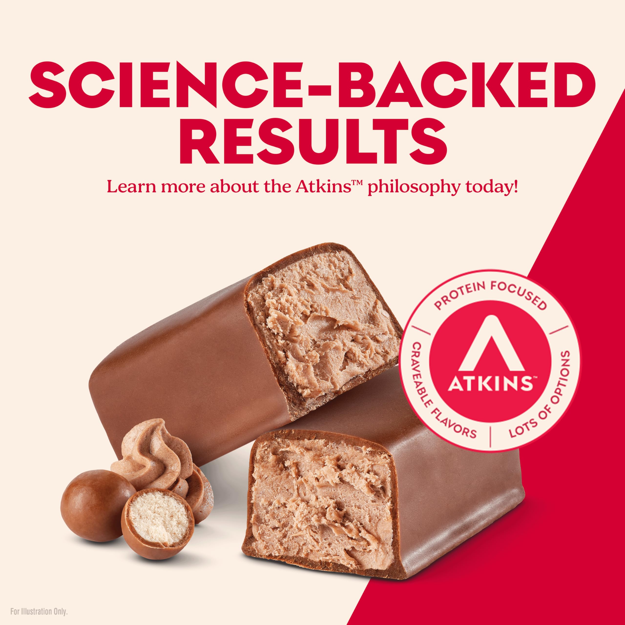 Atkins barra en mano como snack portátil ideal para días ocupados