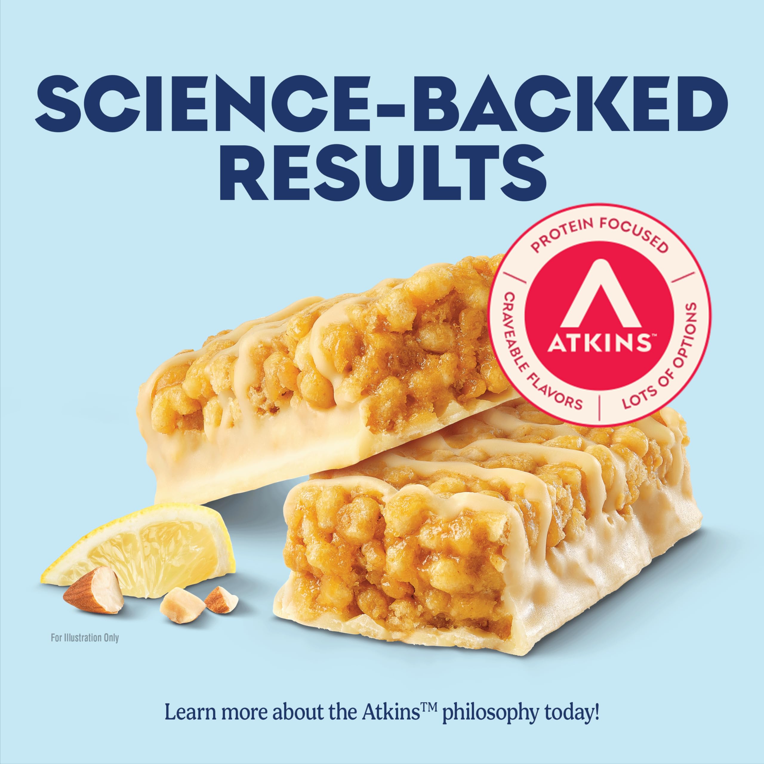 Atkins barrita limón detalle de mantequilla de almendra real y sabor