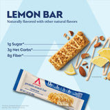 Atkins barrita limón textura interior para apreciar nueces y fibra