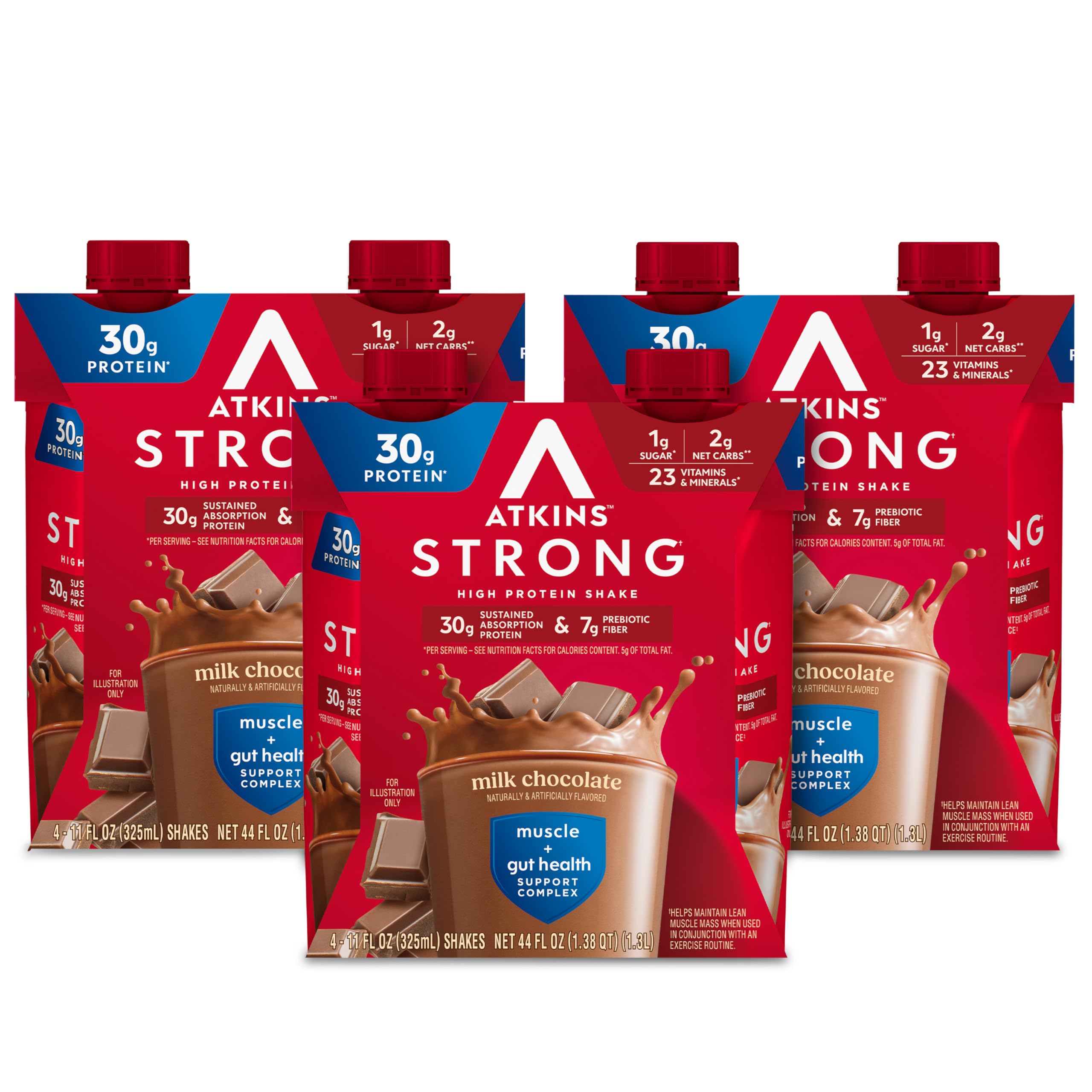 Atkins batido chocolate presentación frontal, práctico y alto en proteína
