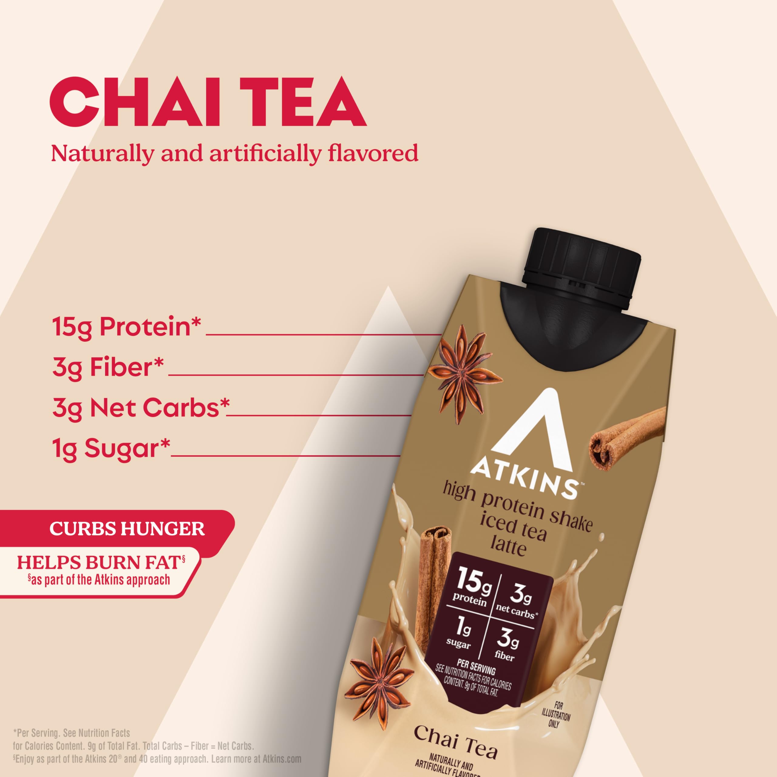Detalle de textura cremosa del batido Atkins chai que aporta saciedad