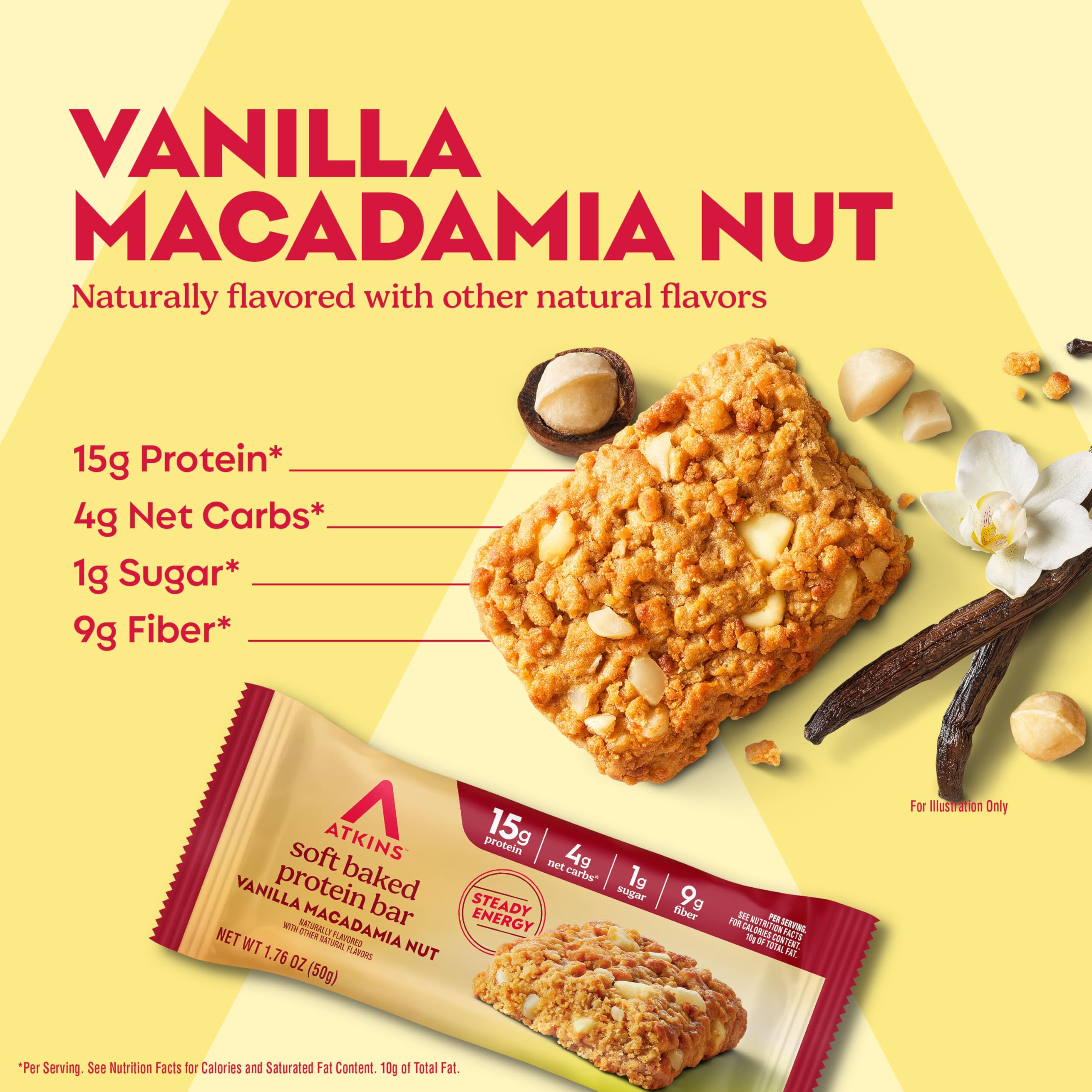 Atkins primer plano textura blanda y trozos de macadamia apetecible
