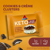 Atkins primer plano de textura con trozos de galleta y recubrimiento cremoso