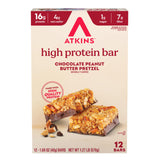 Atkins empaque frontal mostrando 12 barritas y beneficios nutricionales