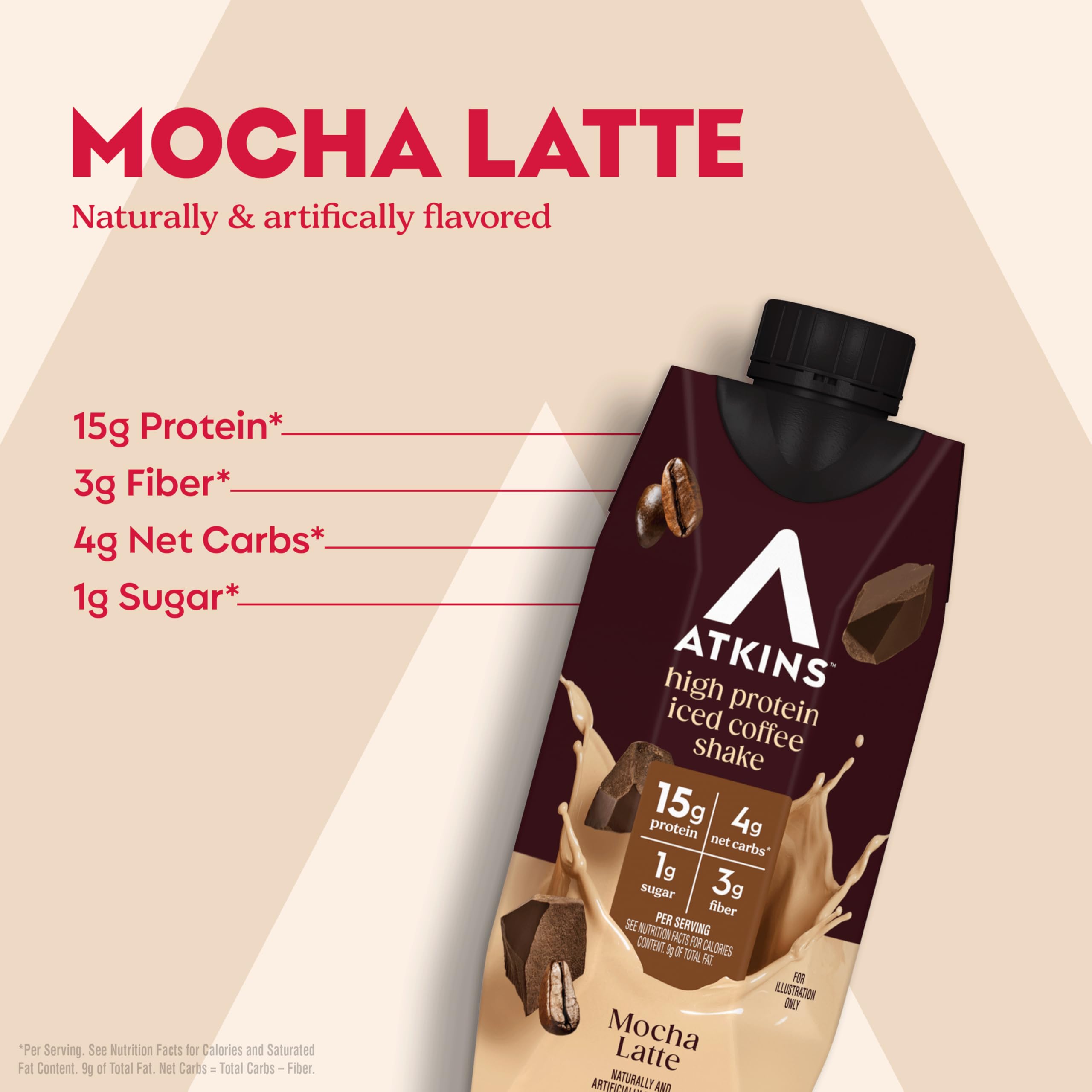 Atkins crema y textura del batido en primer plano para apreciar riqueza