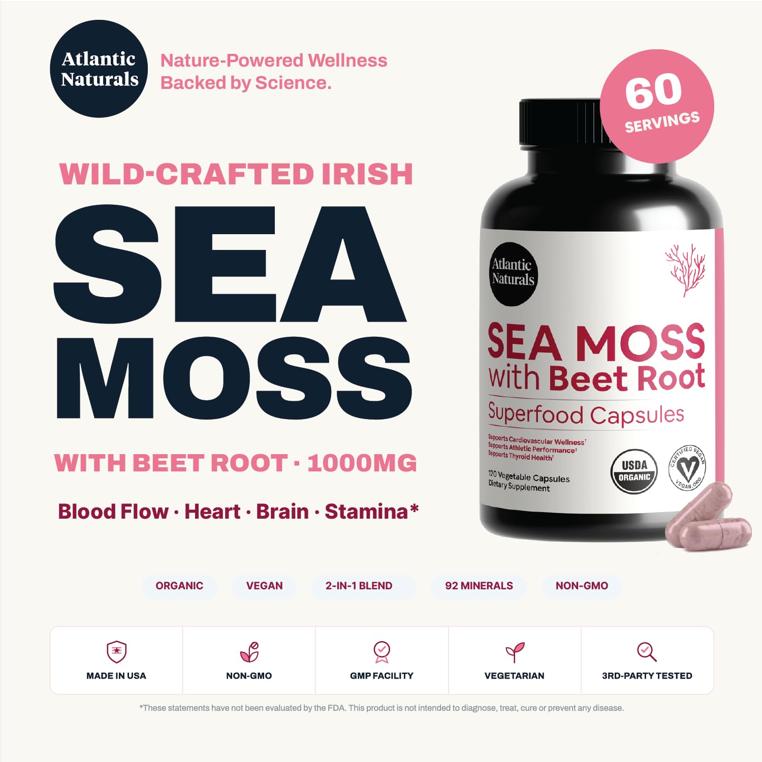 Atlantic Naturals polvo de sea moss texturizado evidencia origen natural