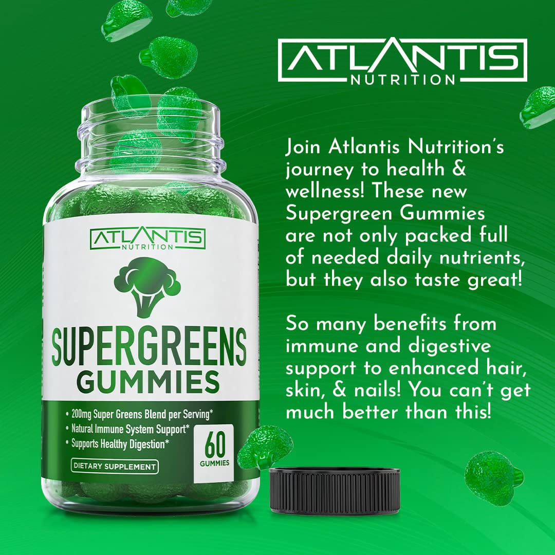 Atlantis Nutrition gominolas en mesa de cocina junto a frutas mostrando uso diario