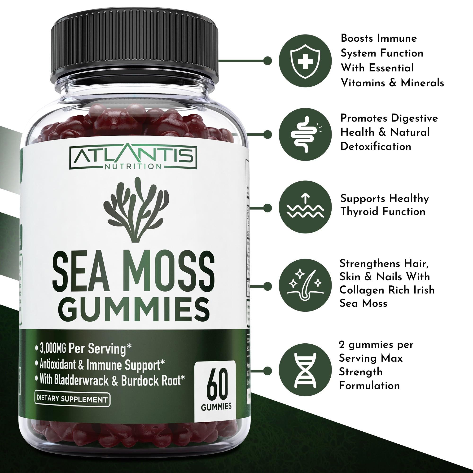 Atlantis Nutrition gomita primer plano textura apetitosa y fácil de tomar